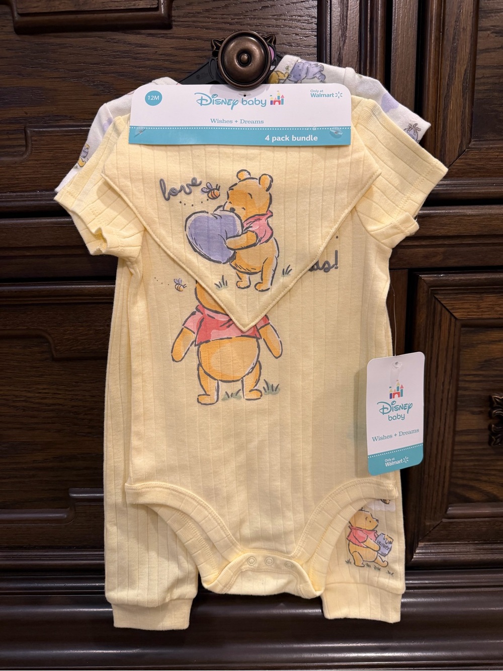 Disney Baby Yellow Winnie the Pooh Ribbed One-Piece Bodysuit